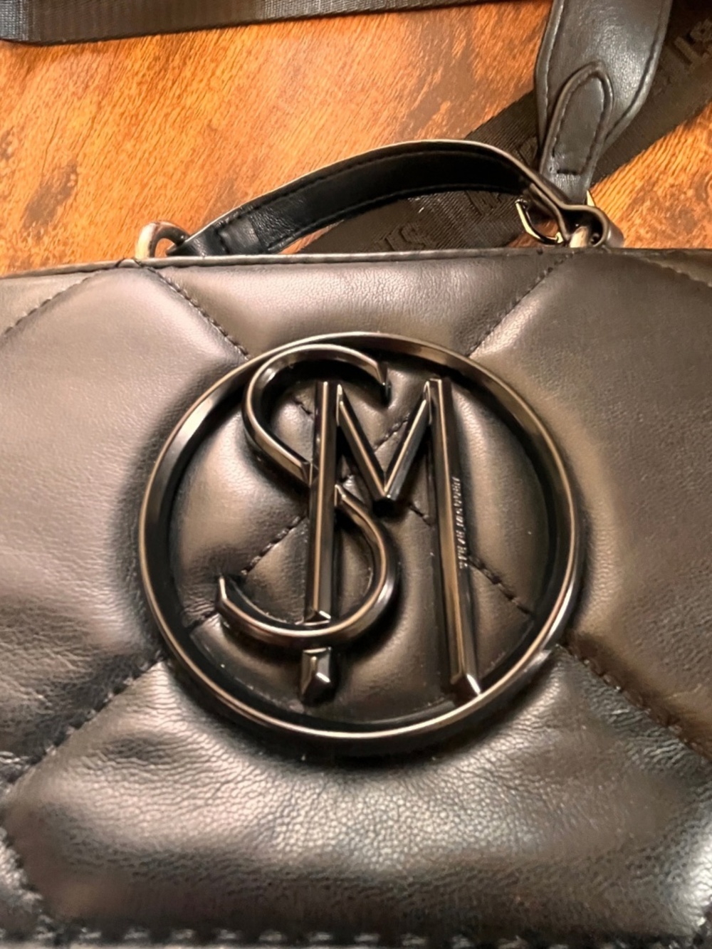 Steve Madden Bevie Quilted Satchel/Crossbody Bag in black
